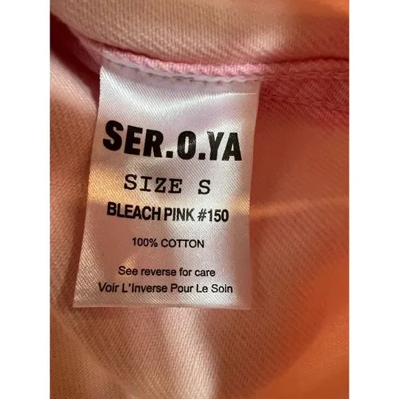 #298 NWT SER.O.YA Mariel Denim Button-Front Shirt Jacket Pink Size Small a298
